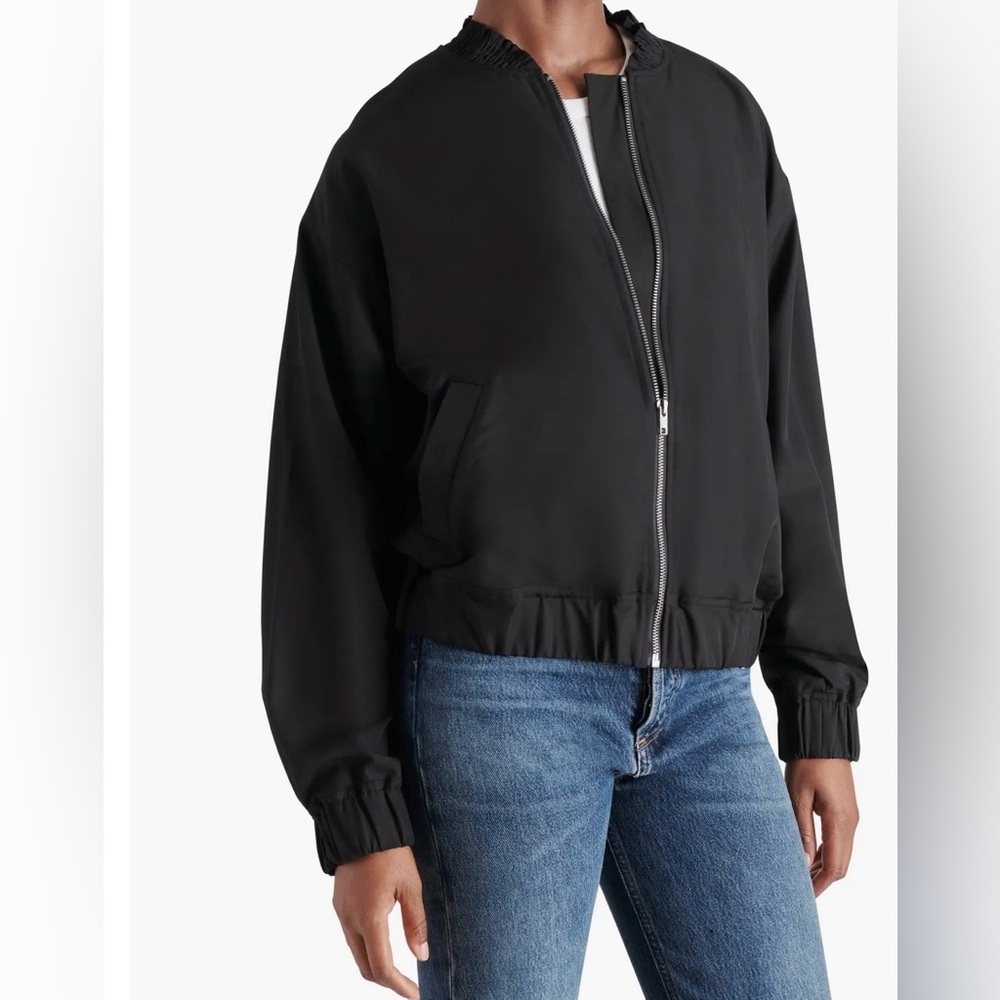 Steve Madden Smock Neck Bomber Black Jacket Size Medium NWT